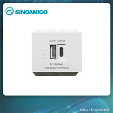 Ổ cắm bộ âm tường sạc USB+ Type C cao cấp Sino Amigo mã P21-QC1 cao cấp
