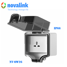 Ổ cắm điện đơn âm tường chống nước IP66 lắp mọi công trình ngoài trời chính hãng Novalink mã  NV-OW26