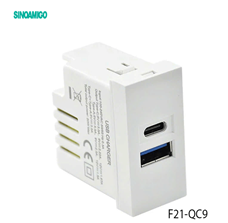 Ổ cắm sạc, Hạt ổ cắm sạc USB type A+C SinoAmigo F21-QC9 công xuất 20W chính hãng cao cấp