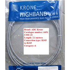 patch cord Krone cat6 UTP dài 2.1m, dây nhảy ADC krone chính hãng cat6